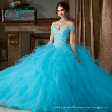 Beading Crystal Cascading Ruffle Real Sample Quinceanera Dress